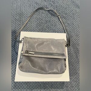 Hammitt | Steel Blue Stingray/Brushed Silver | Medium Crossbody Bag